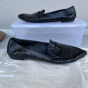 AGL Soft Pointy Toe Moccasin Loafer - Black Patent
